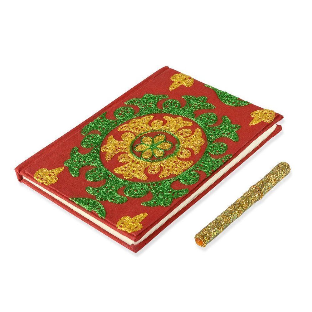 Embroidery Cotton Note Book with Pen
